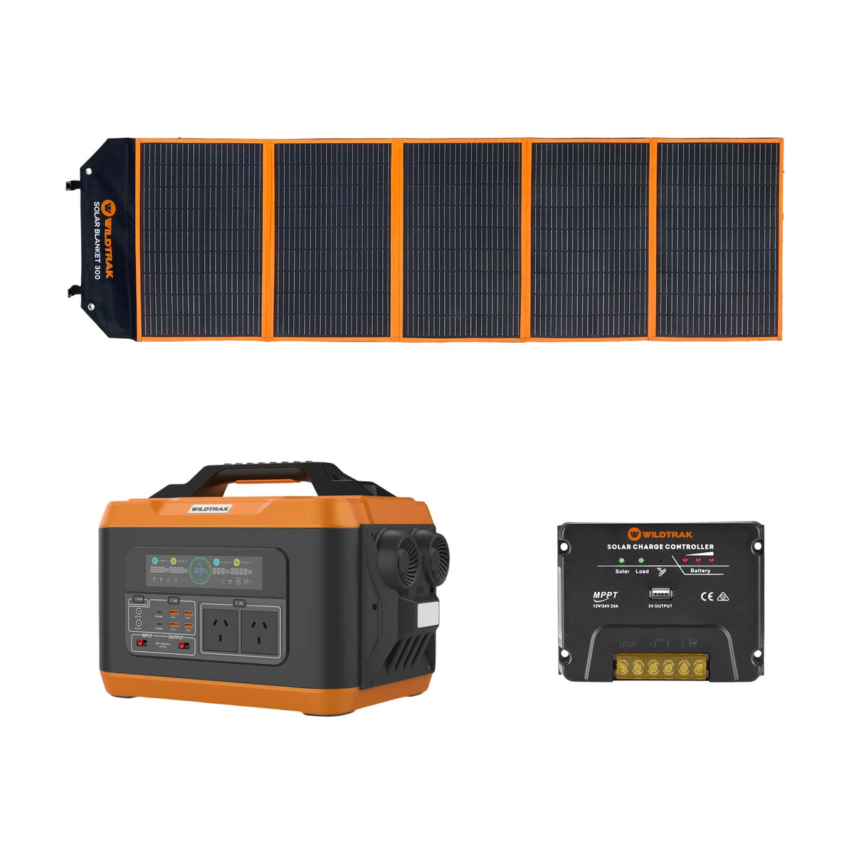 Wildtrak Power Tank Pro 2400 157Ah Power Station & 300W Solar Blanket Bundle