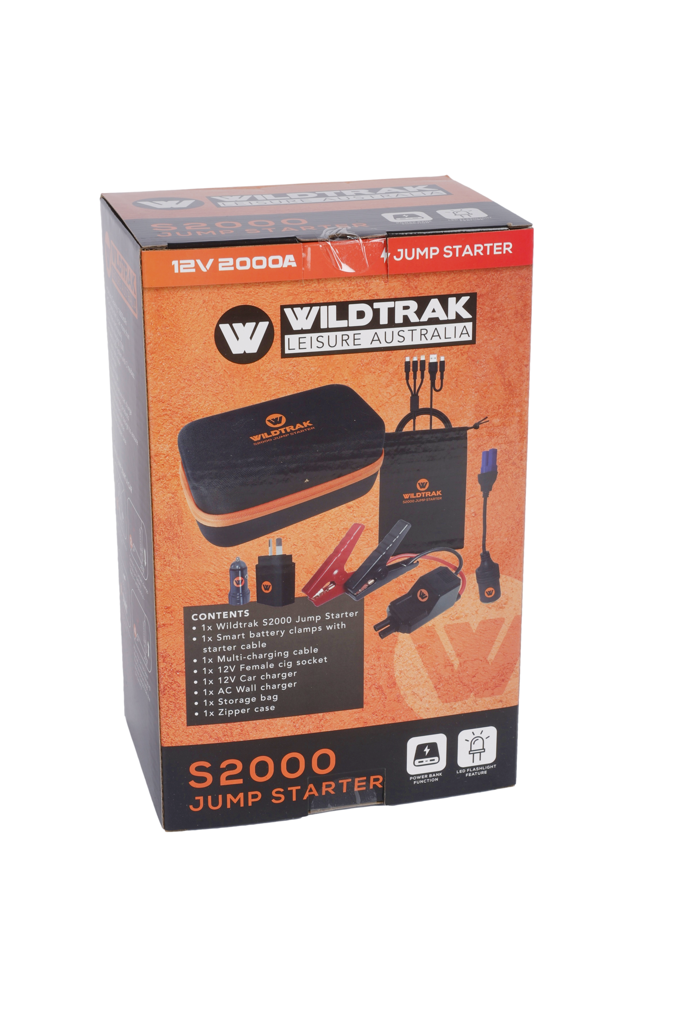 Wildtrak™ Heavy-Duty 2000A 16KMAH HP Lithium Car & 4WD Jump Starter (Petrol & Diesel) with Case, USB C Port & Wireless Charging