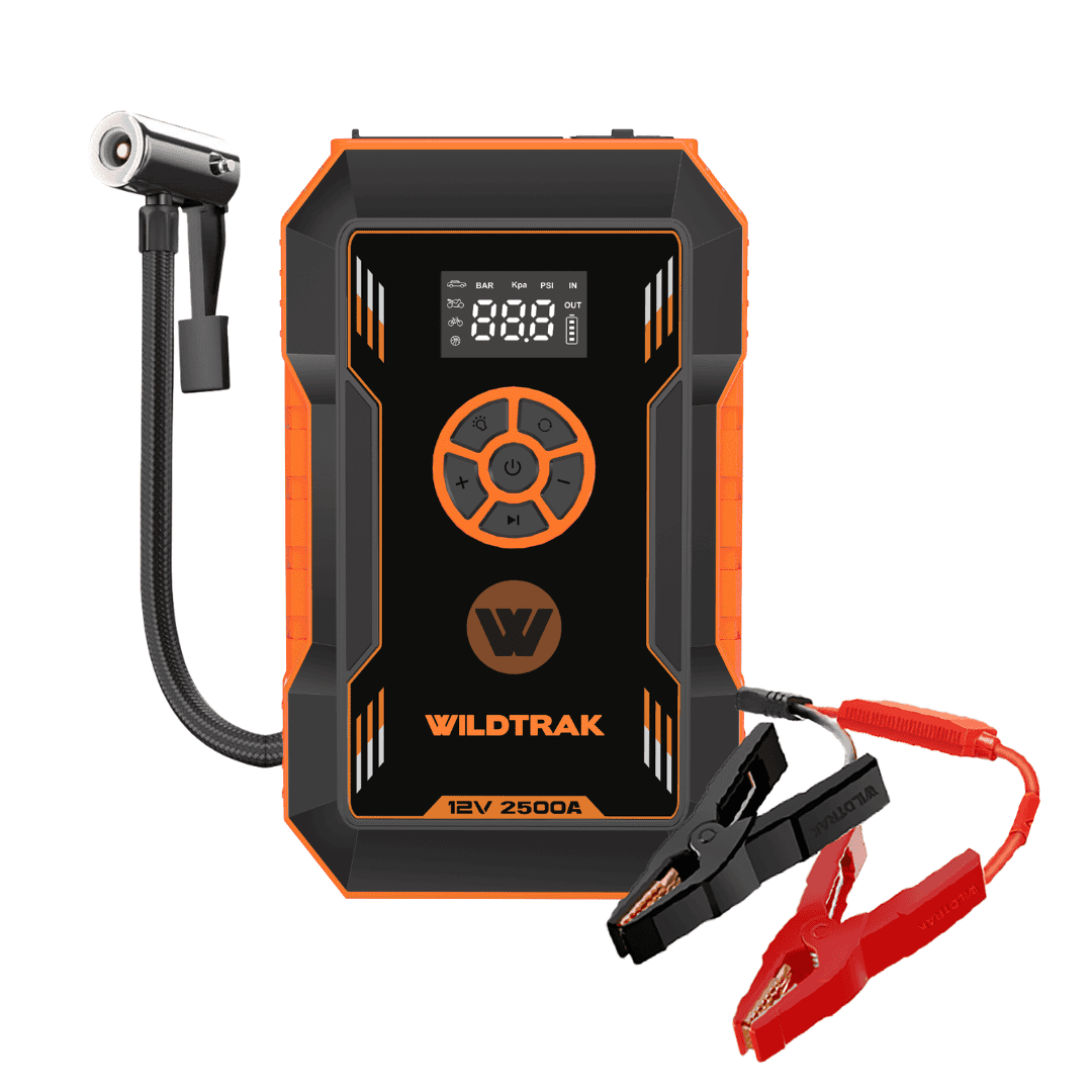 Heavy Duty 2500A Lithium Jump Starter 12000mAh with 150 PSI Tyre Compressor - Wildtrak Leisure Australia