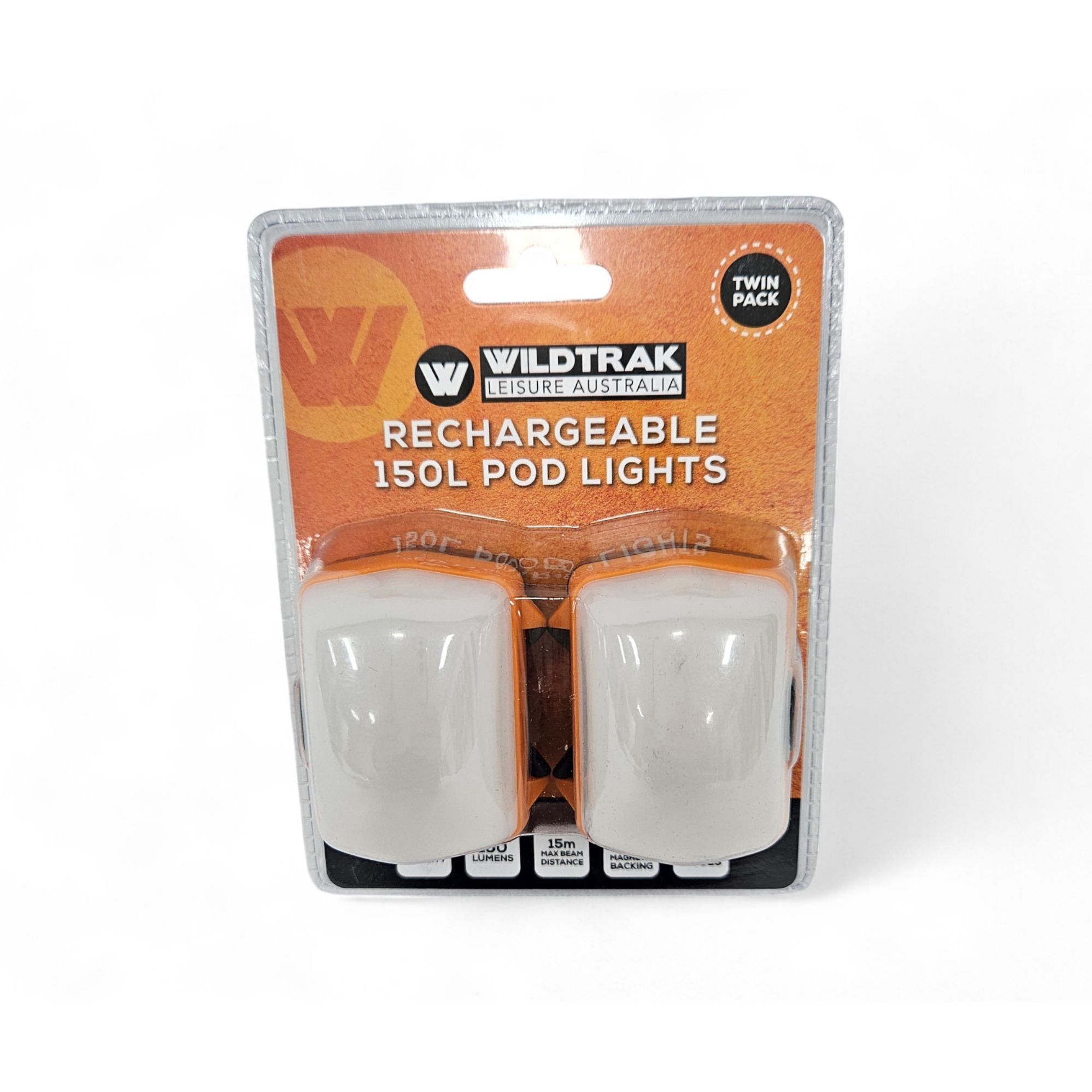 Wildtrak Twin Pack Rechargeable 150L Magnetic Base POD Lights
