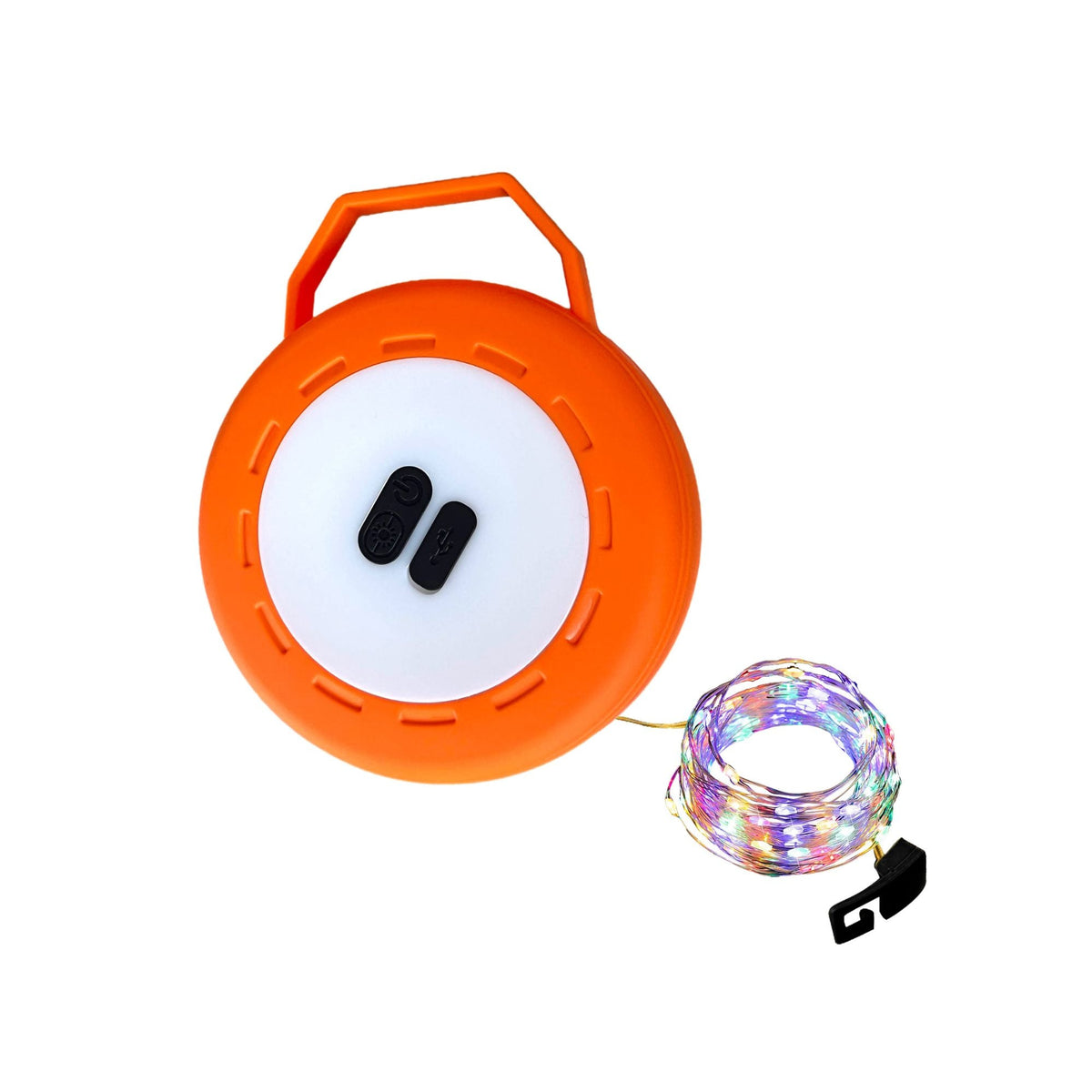 Wildtrak Lantern & 10M Multi-coloured String Light Combo, USB Rechargeable, 200L Lantern, 20L String Lights