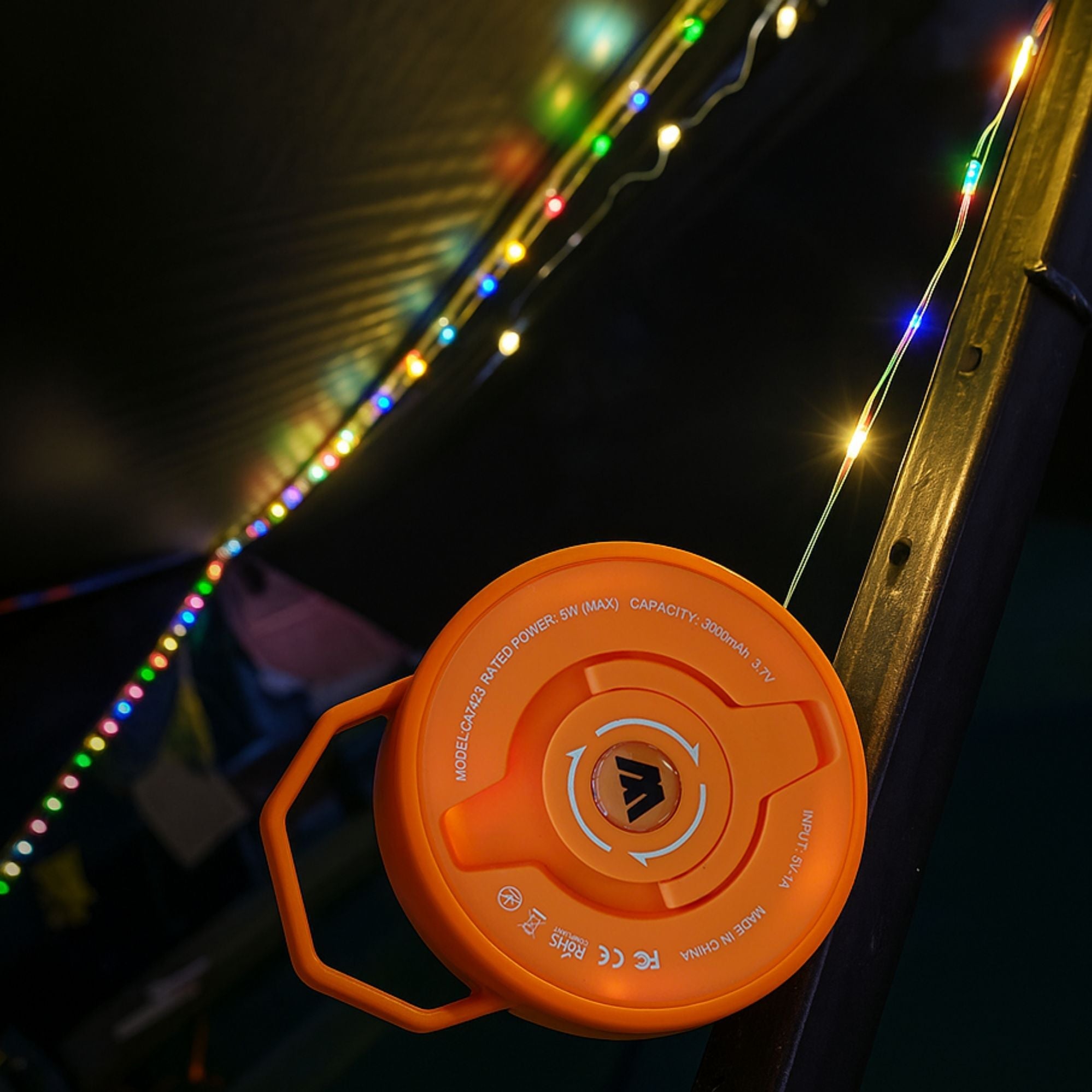 Wildtrak Lantern & 10M Multi-coloured String Light Combo, USB Rechargeable, 200L Lantern, 20L String Lights