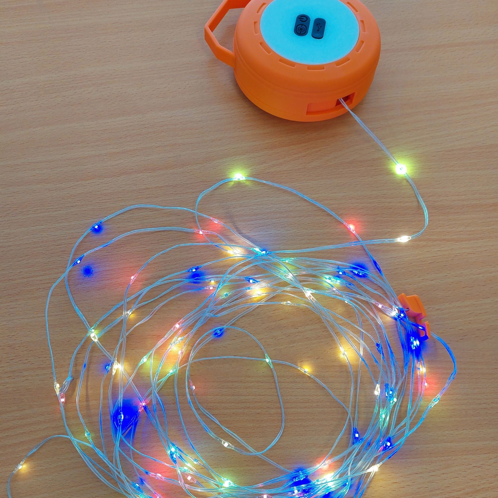Wildtrak Lantern & 10M Multi-coloured String Light Combo, USB Rechargeable, 200L Lantern, 20L String Lights