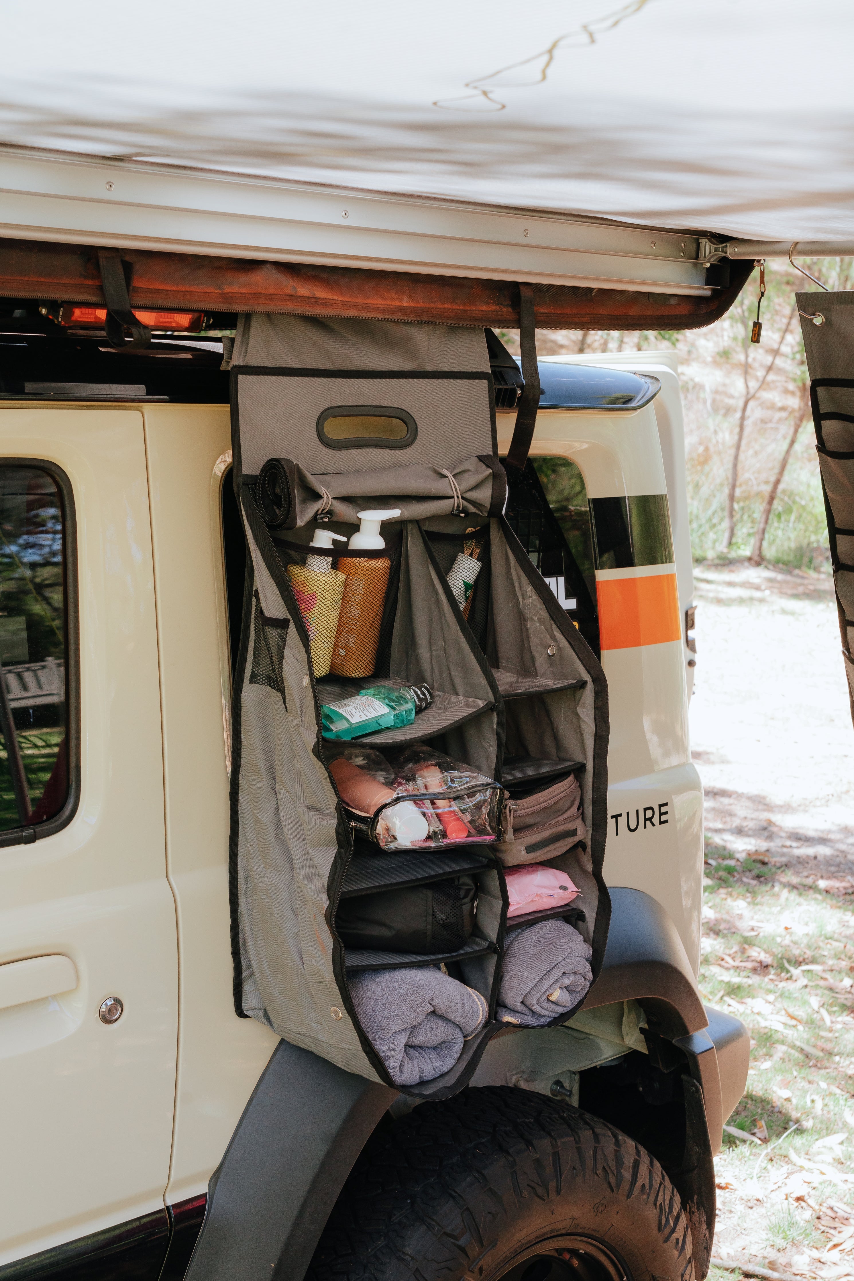 Hanging Organiser Caravan/Car Camping with Fully Zipped Flap 12 Compartments