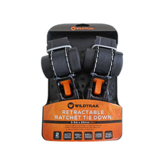 Wildtrak 2Pk Heavy-duty Retractable Ratchet Tie Down Strap 3.5m x 25mm (11ft)