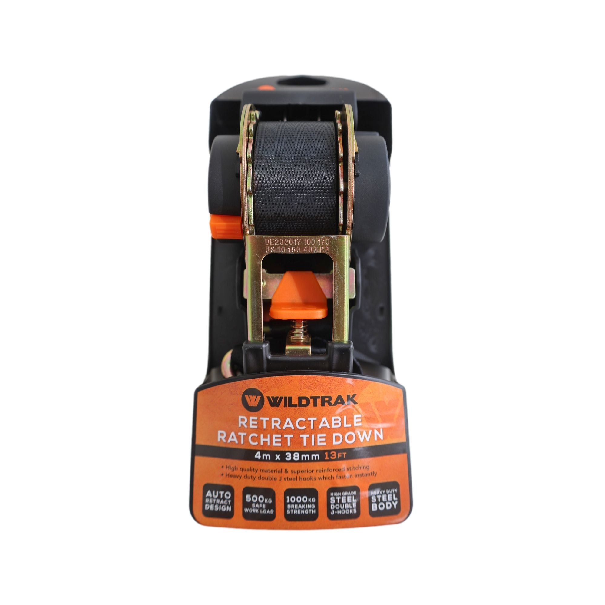 Wildtrak Heavy-duty Retractable Ratchet Tie Down Strap 4Mx38MM (13ft)