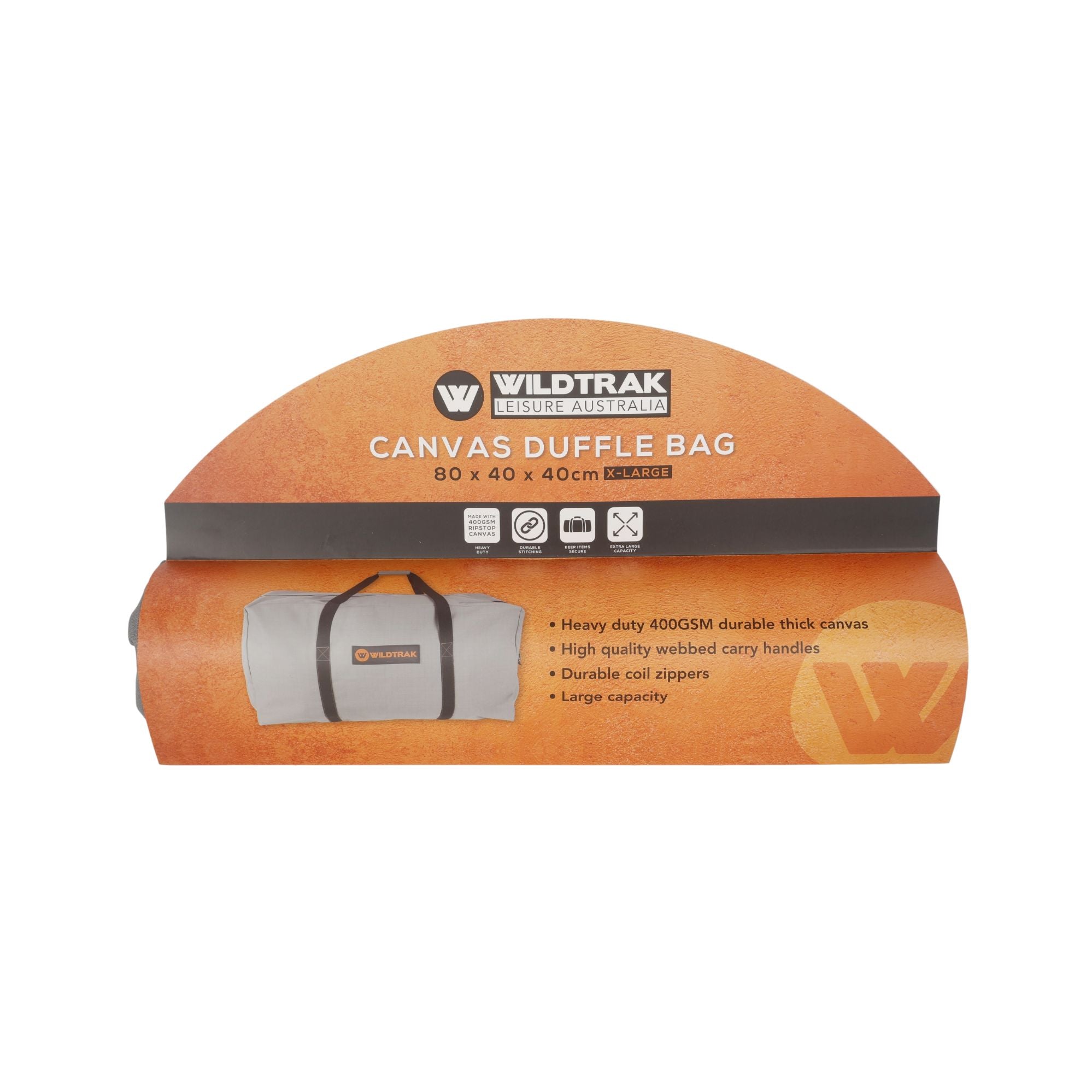Wildtrak XL Heavy-duty 400GSM Ripstop Canvas Duffle Bag 80x40x40cm