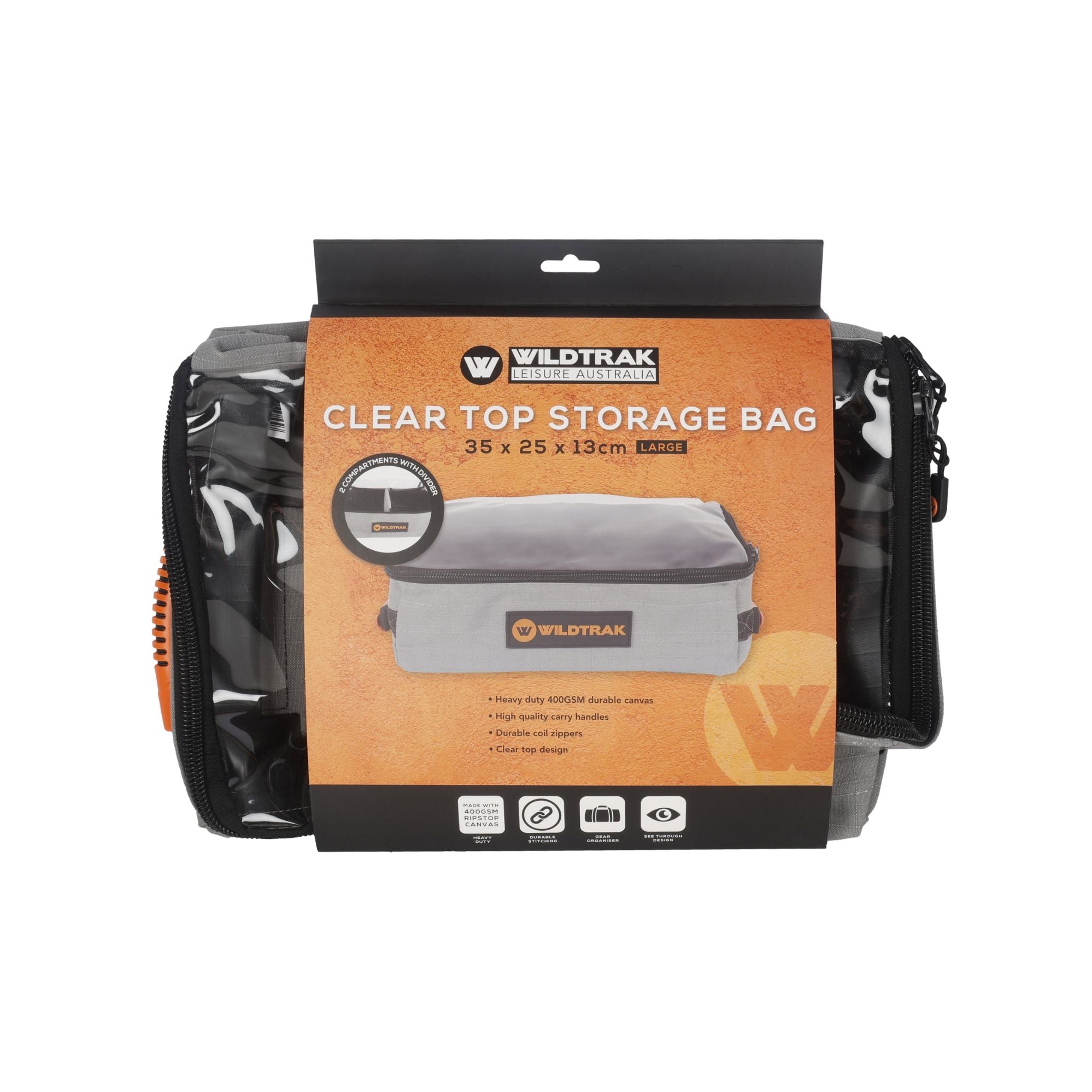 Wildtrak Heavy-duty Large Clear Top Storage Bag with Handles 35x25x13cm
