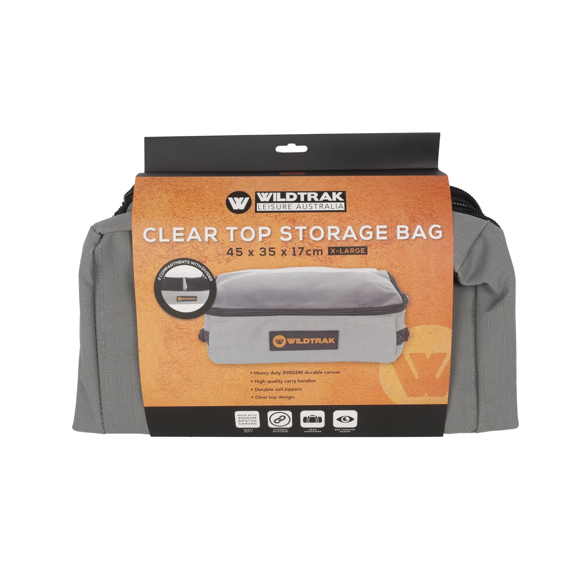 Wildtrak Heavy-duty XL Clear Top Storage Bag with Handles 45x35x17cm