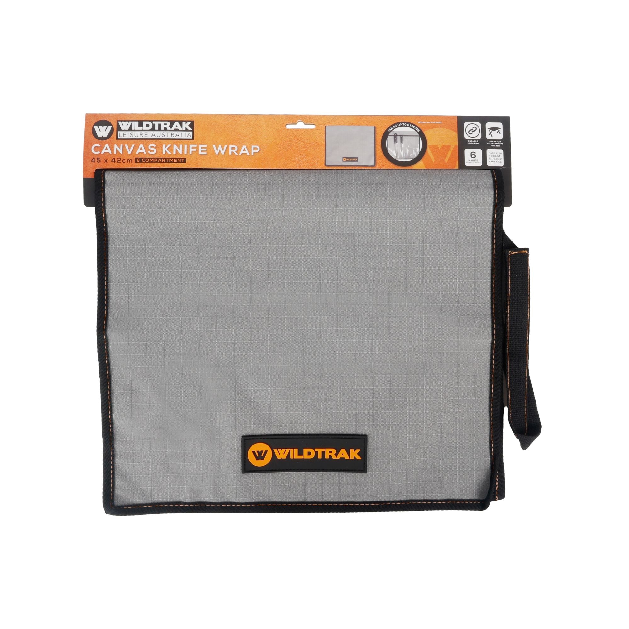 Wildtrak 6 Compartment 400gsm Ripstop Canvas Knife Wrap 45x42cm