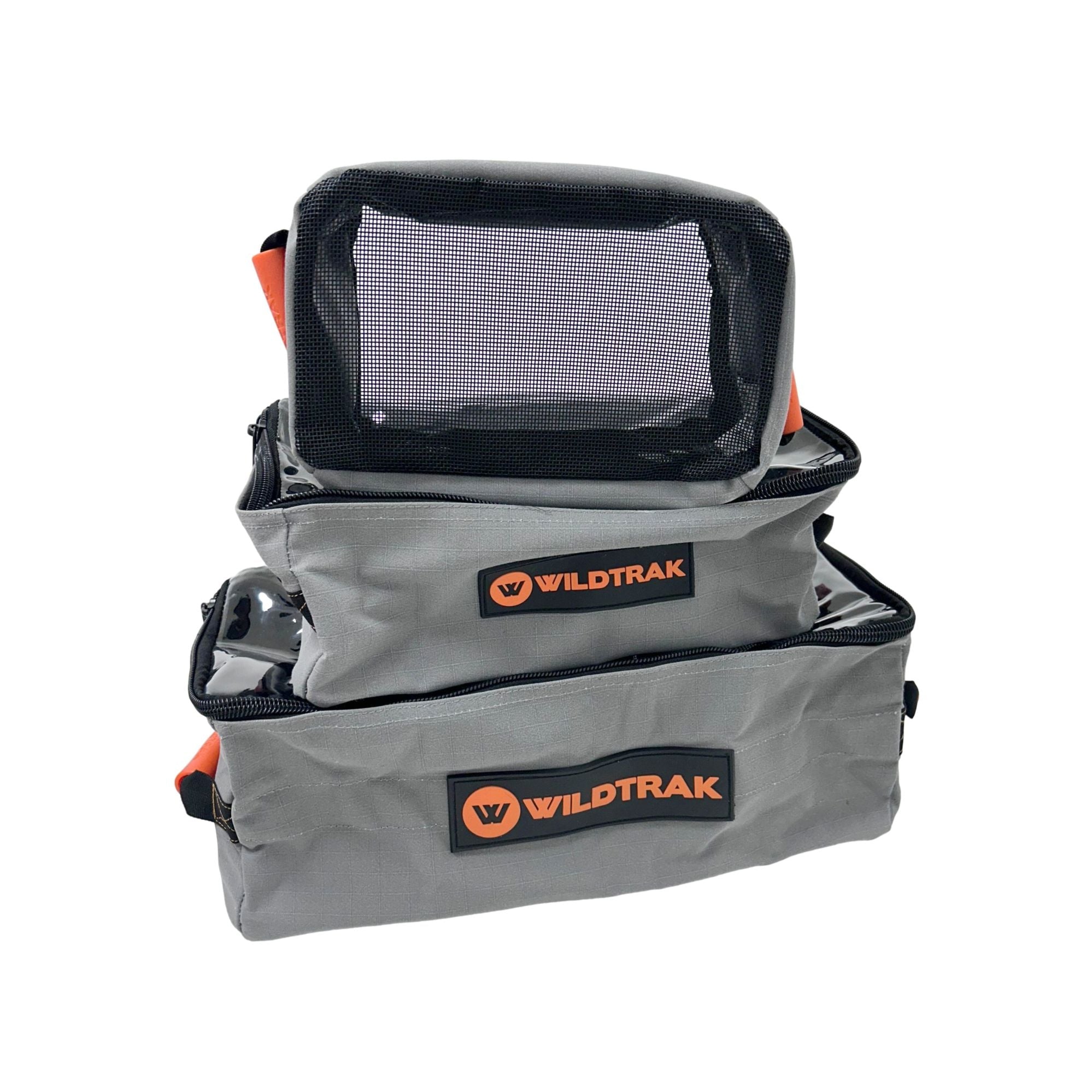 Wildtrak Large Extra Height Clear Top Heavy-duty Ripstop Grey Canvas Storage Bag with Mesh Base and Divider 45x20x19cm