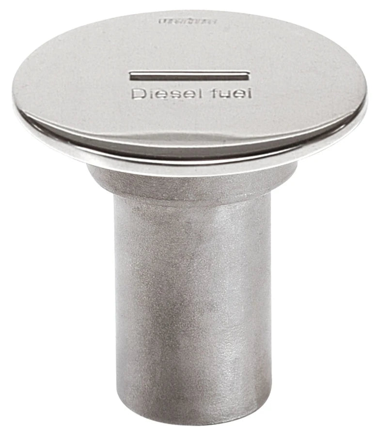 VETUS Deck entry "DIESEL FUEL", stainless steel (AISI 316) for hose Ø 38 mm, cover Ø 87 mm, slotted, L= 82.5 mm CAPF38S