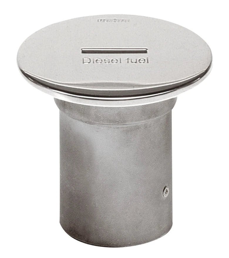 VETUS Deck entry "DIESEL FUEL", stainless steel (AISI 316) for hose Ø 51 mm, cover Ø 93 mm, slotted, L= 82.5 mm CAPF51S