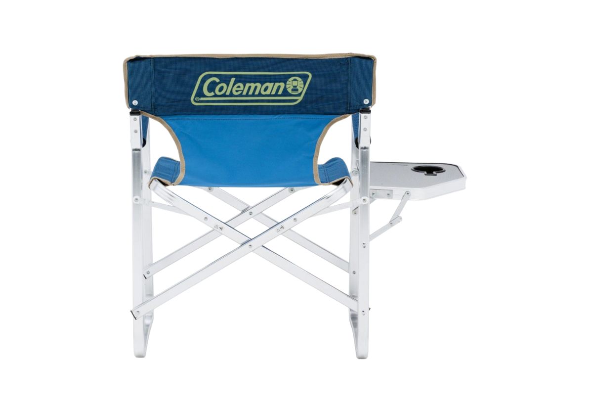 Coleman Flat Fold Directors Plus Camping Chair with Side Table - Blue