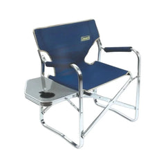 Coleman Flat Fold Directors Plus Camping Chair with Side Table - Blue