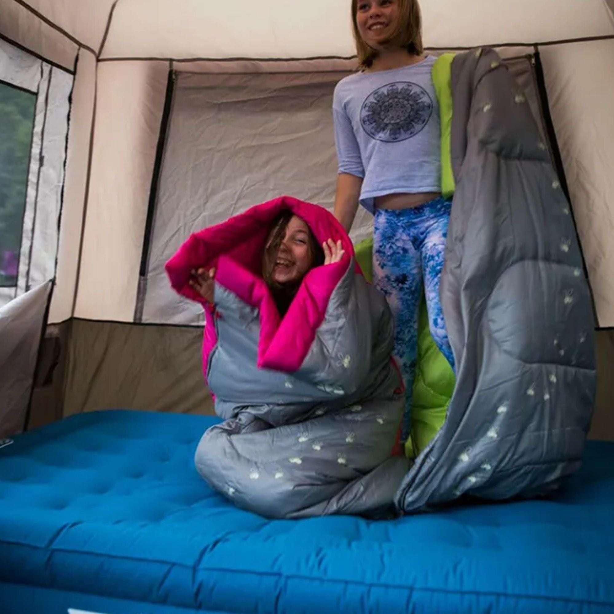Coleman 7°C Sleeping Bag Kids FryeFly Illumi-bug Green, Glow in the Dark