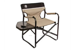 Coleman™ Flat Fold Steel Oversized Directors Chair with Side Table, Storage Pocket, Drink Holder and Carry Bag with Strap