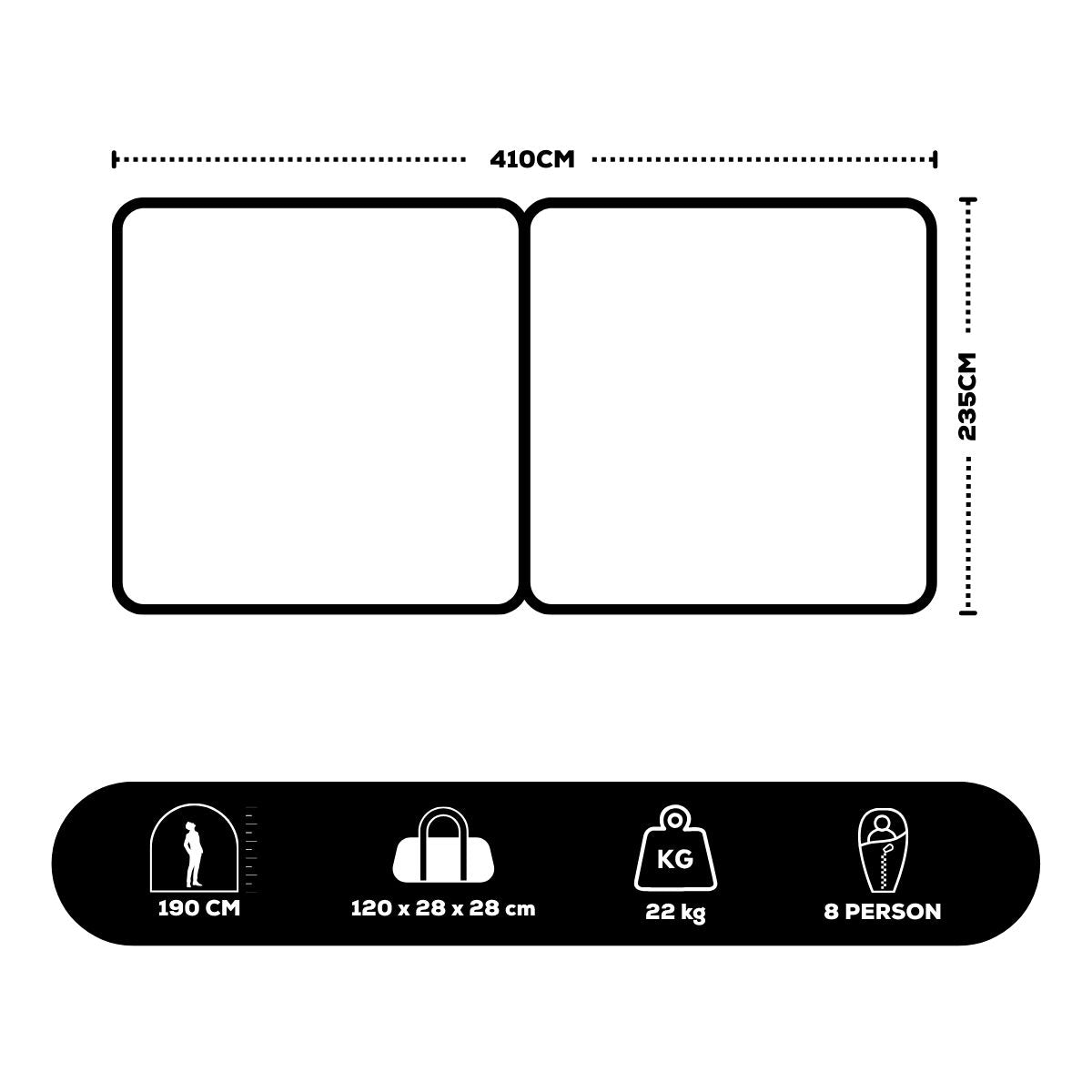 8p Silver Series Evo Instant Up Tent, WeatherTec™ System, Welded Corners, Vented, Large Windows, Side Entry, Heavy Duty Carry Bag