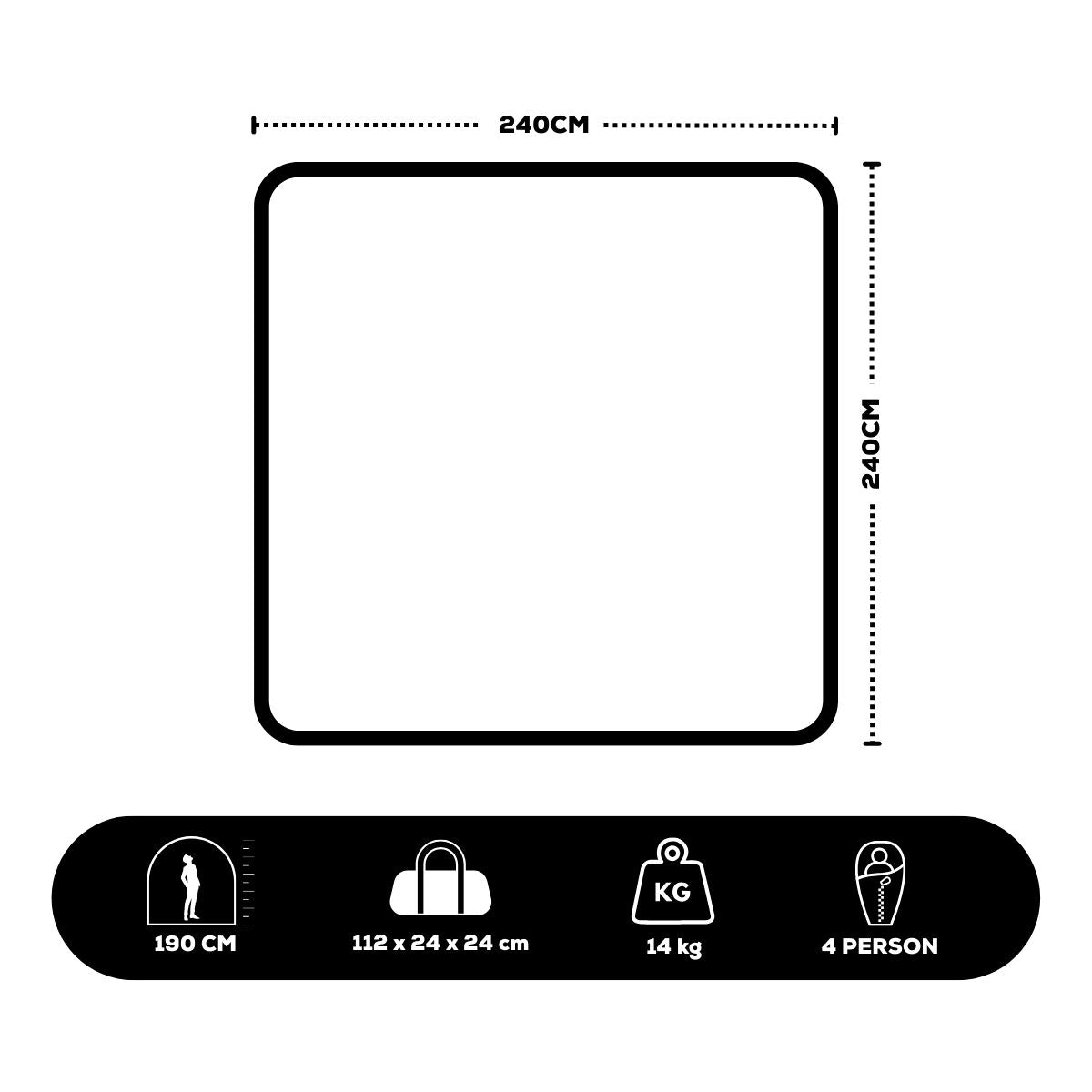4p Gold Series Evo Instant Up Tent, Vented, WeatherTec™ system, Rip-Stop Polyester, Storage Pockets, Heavy Duty Carry Bag
