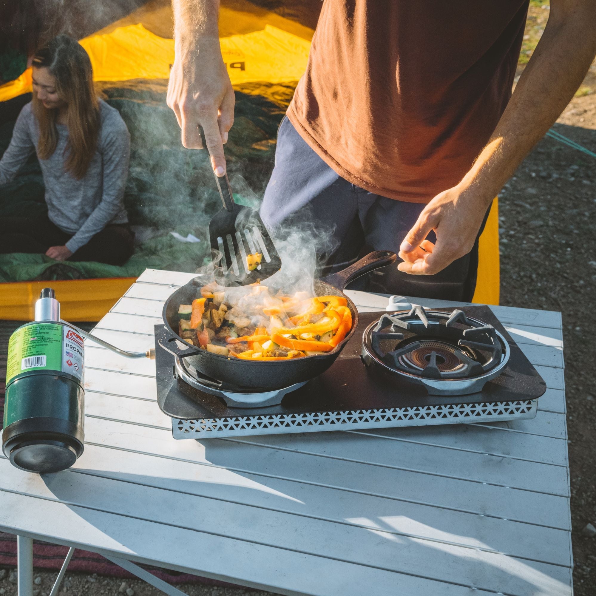 Coleman PEAK1™ 2-Burner Camping Stove, Portable, Even Cooking, Wind Protection, 20000 BTUs