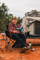 Quad Fold Swagger Chair, Extra Wide, Adjustable lumber support, Mobile Phone Holder, Drink Holder, Carry Bag, 250kg