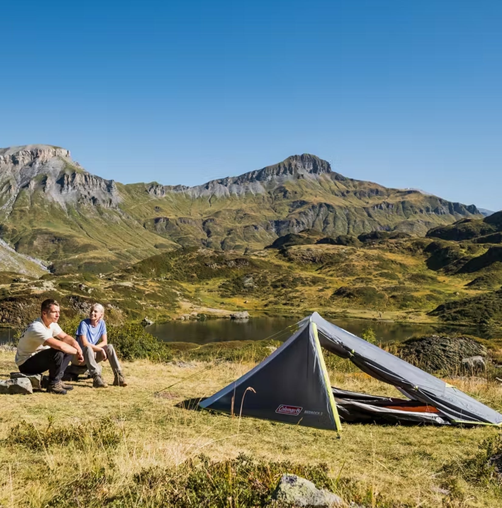 Coleman™ Bedrock 2 Person Tent, Lightweight, Flexable Fibreglass Poles, WeatherTec™ System, Sewn-in Groundsheet & Carry Bag