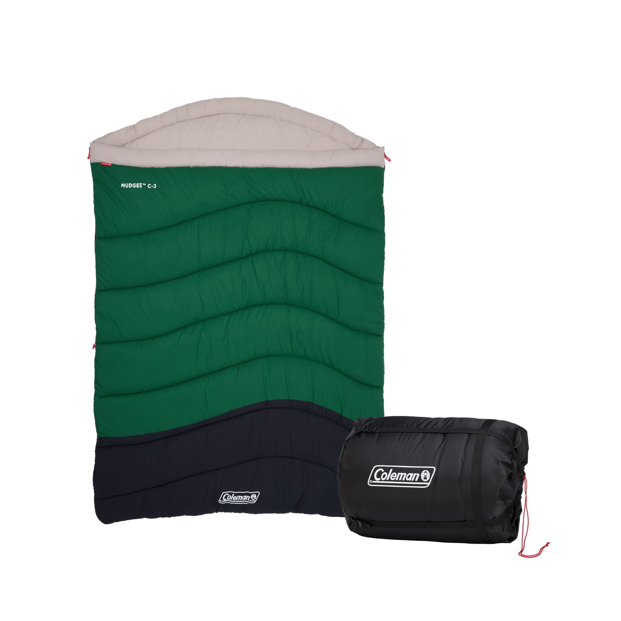 Coleman Mudgee C-3 Warm Hooded Double Sleeping Bag, -3°C Rated