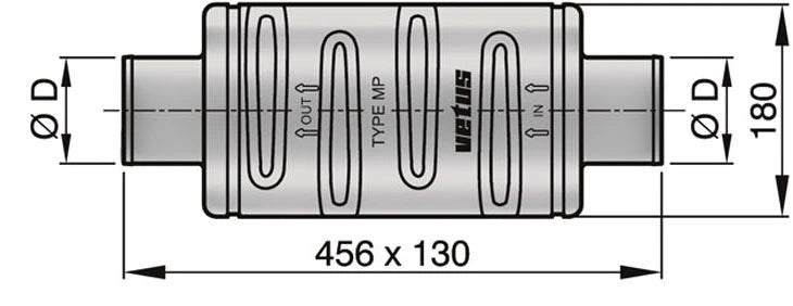 VETUS Exhaust muffler type MP75, for Ø 75 mm hose  DEMPMP75