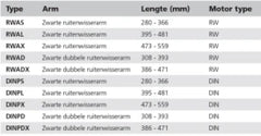 VETUS Black single arm, L= 473 - 559 mm, with DIN taper (for VETUS type DIN wiper motors) DINPX