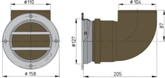 VETUS Round air suction vent type 110, with stainless steel (AISI316) grille and synthetic housing ERV110A
