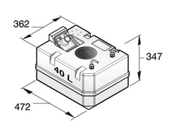 VETUS Synthetic diesel fuel tank 40 L including connections, for 8 mm fuel hose FTANK40A