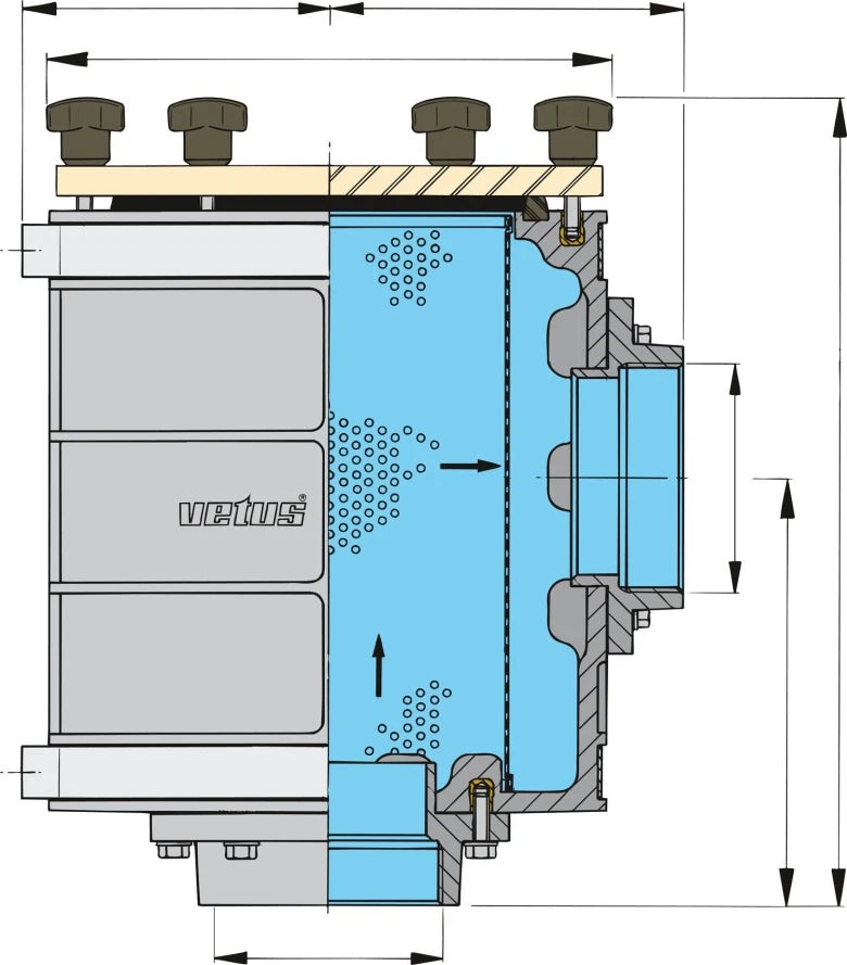 VETUS Cooling water strainer type 1900, connection G2 1/2", hose connection Ø 63 mm FTR190063