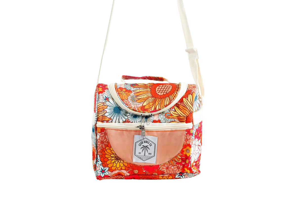 Good Vibes™ Lunch Cooler Companion, Removable Shoulder Strap, Zipped Storage Pocket - Retro Summer