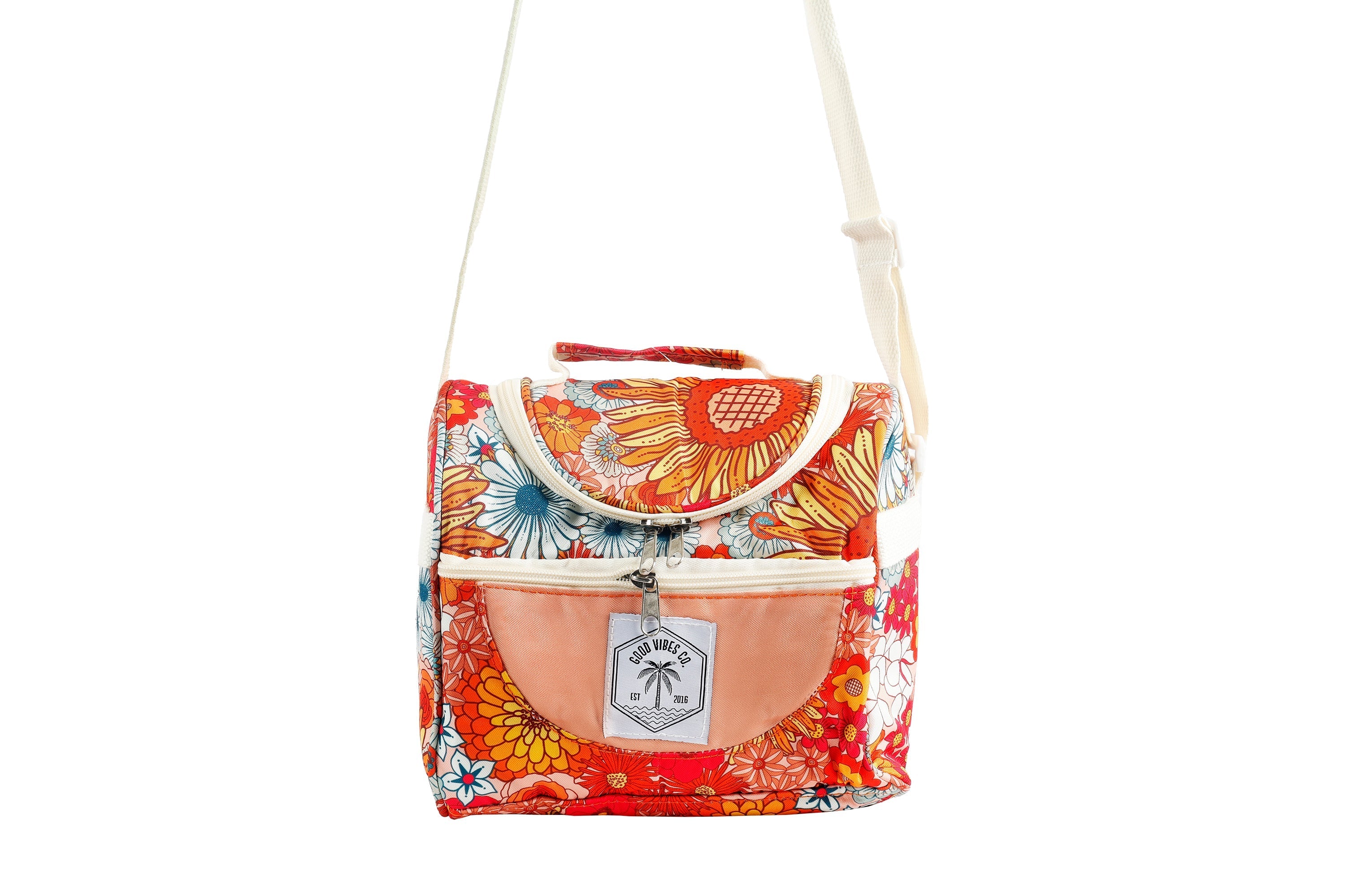 Good Vibes™ Lunch Cooler Companion, Removable Shoulder Strap, Zipped Storage Pocket - Retro Summer