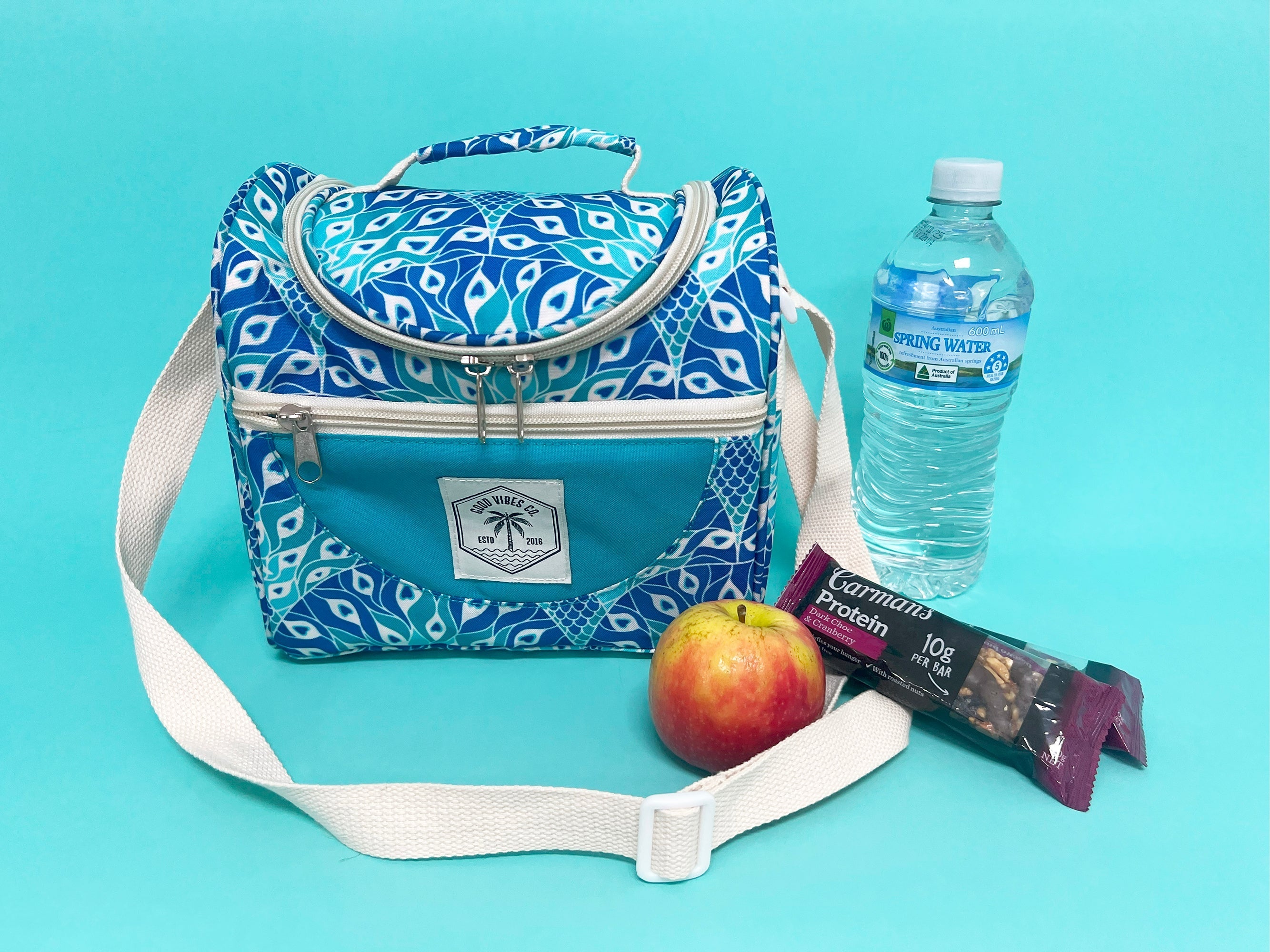 Good Vibes™ Lunch Cooler Companion, Removable Shoulder Strap, Zipped Storage Pocket - Peacock Paradise