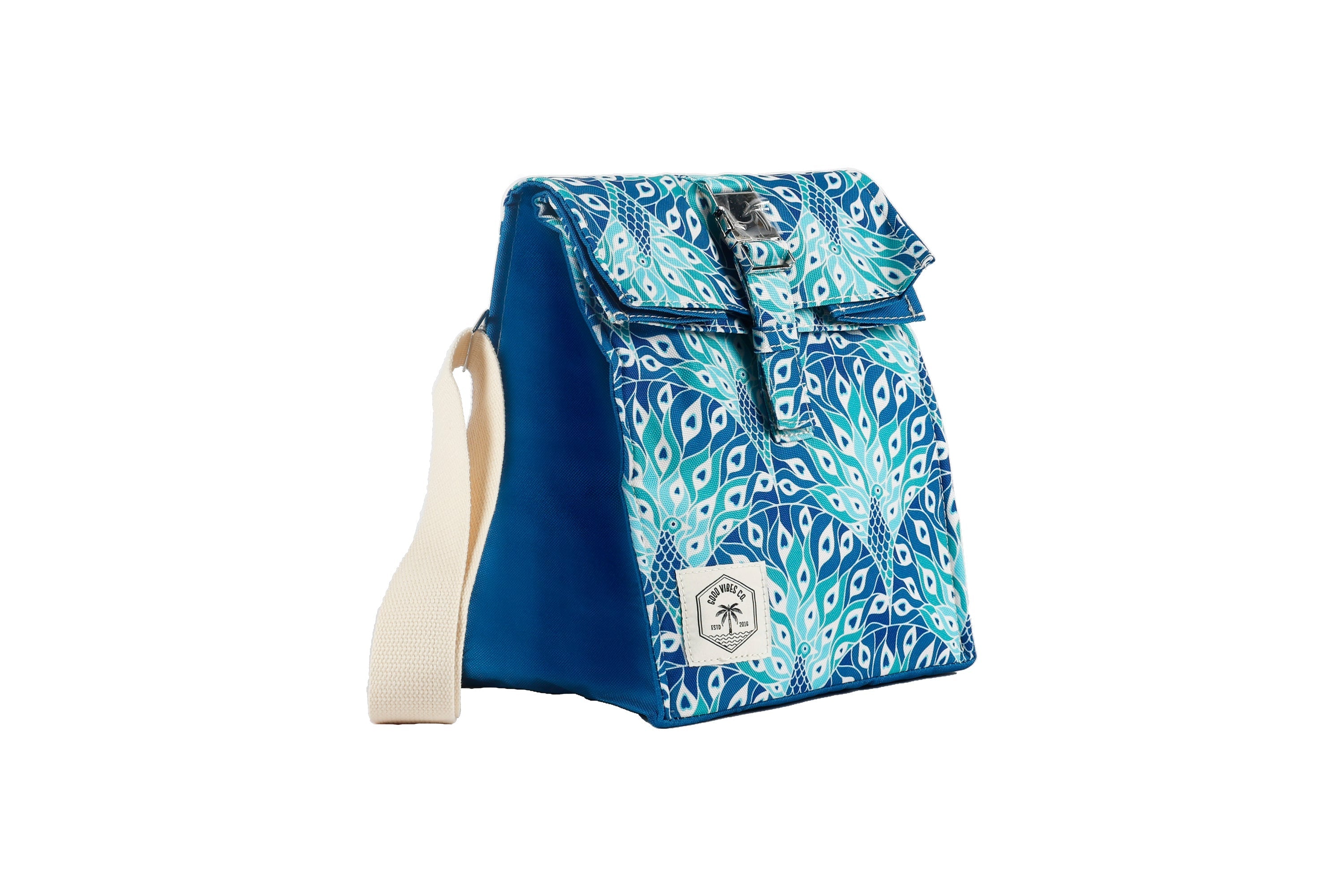 Good Vibes™ Insulated Lunch Bag, Removable Shoulder Strap, Metal Buckle - Peacock Paradise