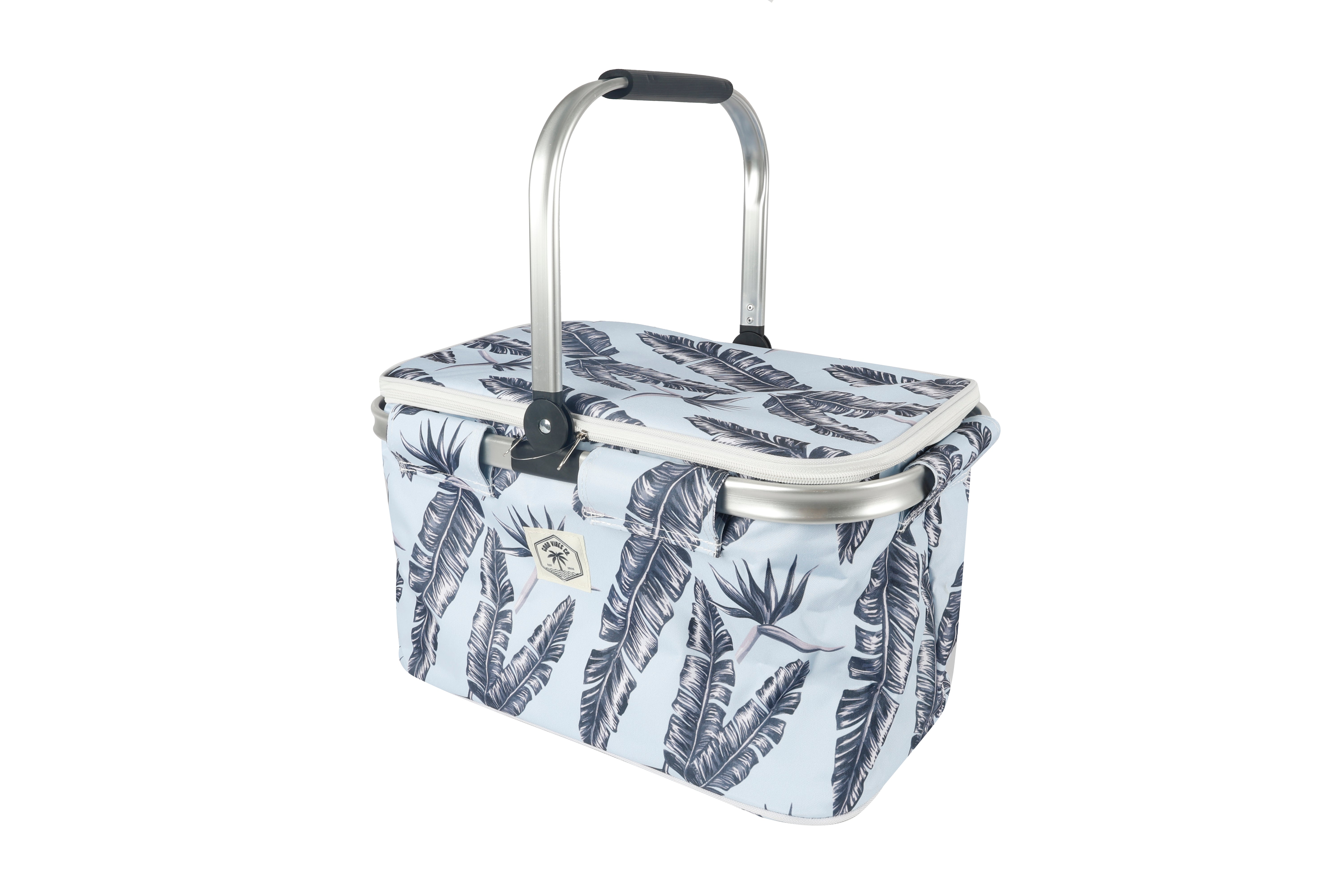 Good Vibes™ Insulated Market Cooler Bag, Aluminium Frame, Fully Zipped, Collapsible - Sorrento