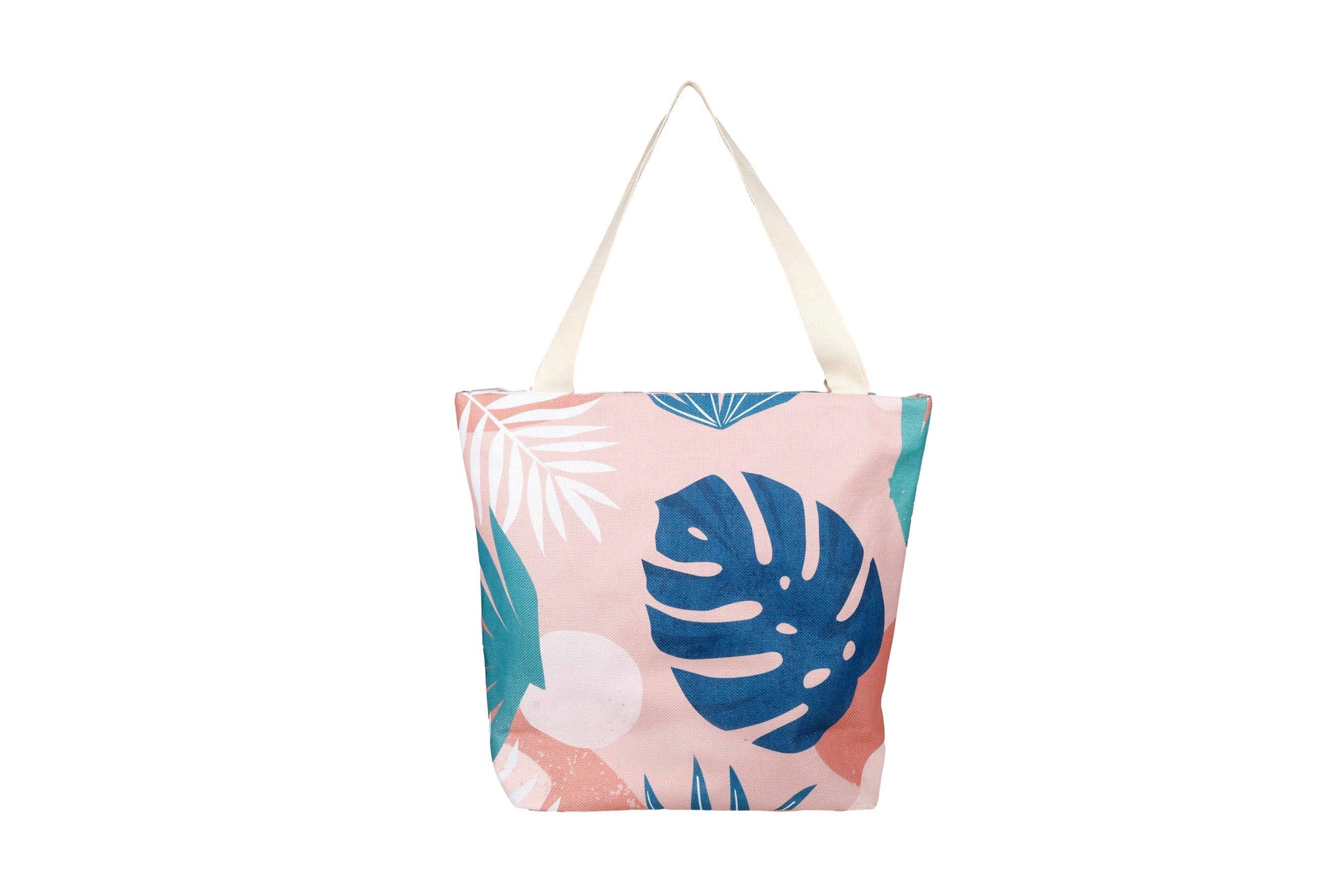 Good Vibes™ Beach Shopping Bag, Inner Pocket, Carry Handles - Blush Palm