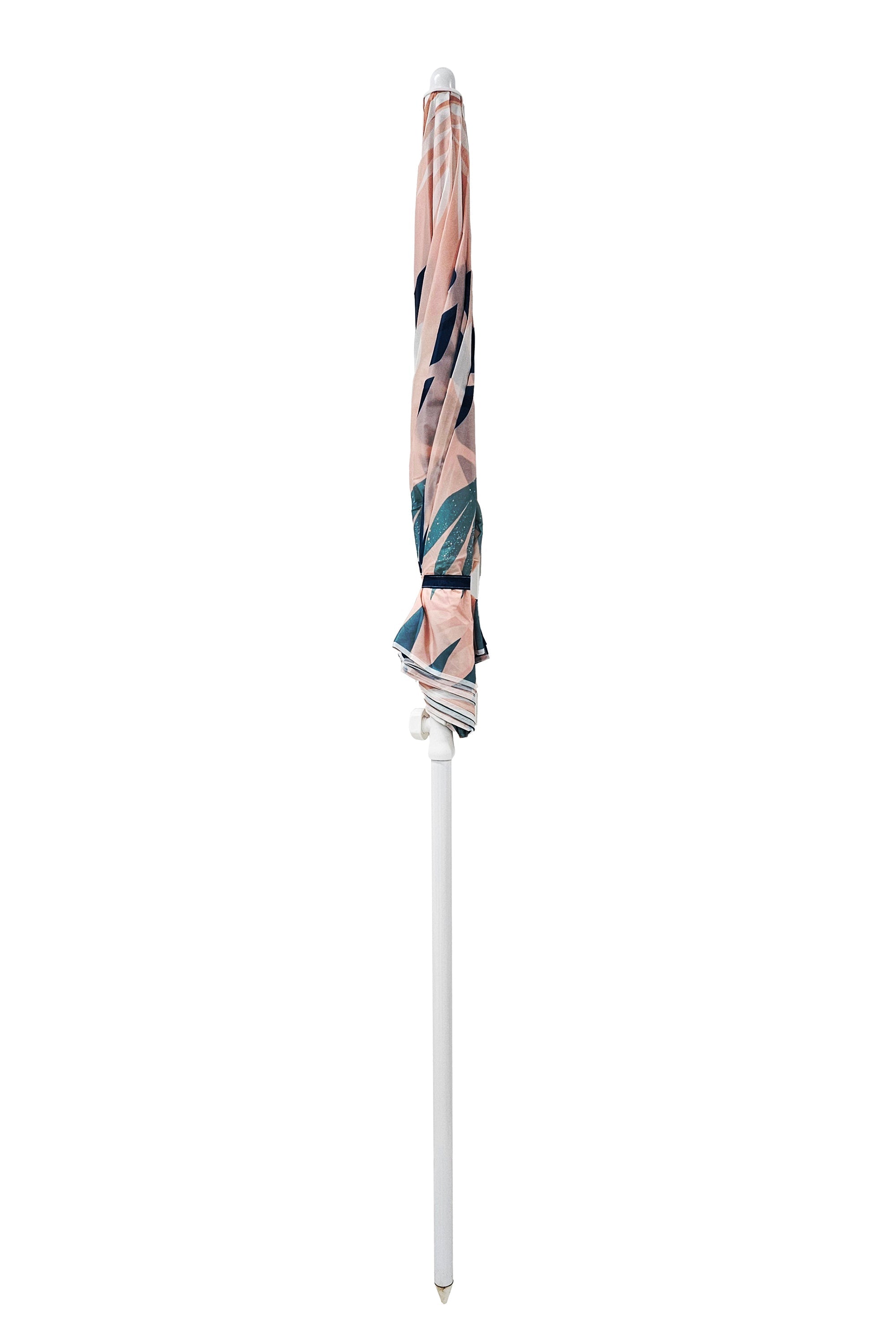 Good Vibes™ 1.6m Beach Umbrella with Carry Bag, Shoulder Strap - Blush Palm