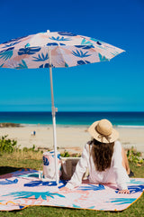 Blush Palm Premium Picnic Mat Blanket, 2x2m, Waterproof Base, Carry Strap, Storage Pocket, 4 Ground Pegs