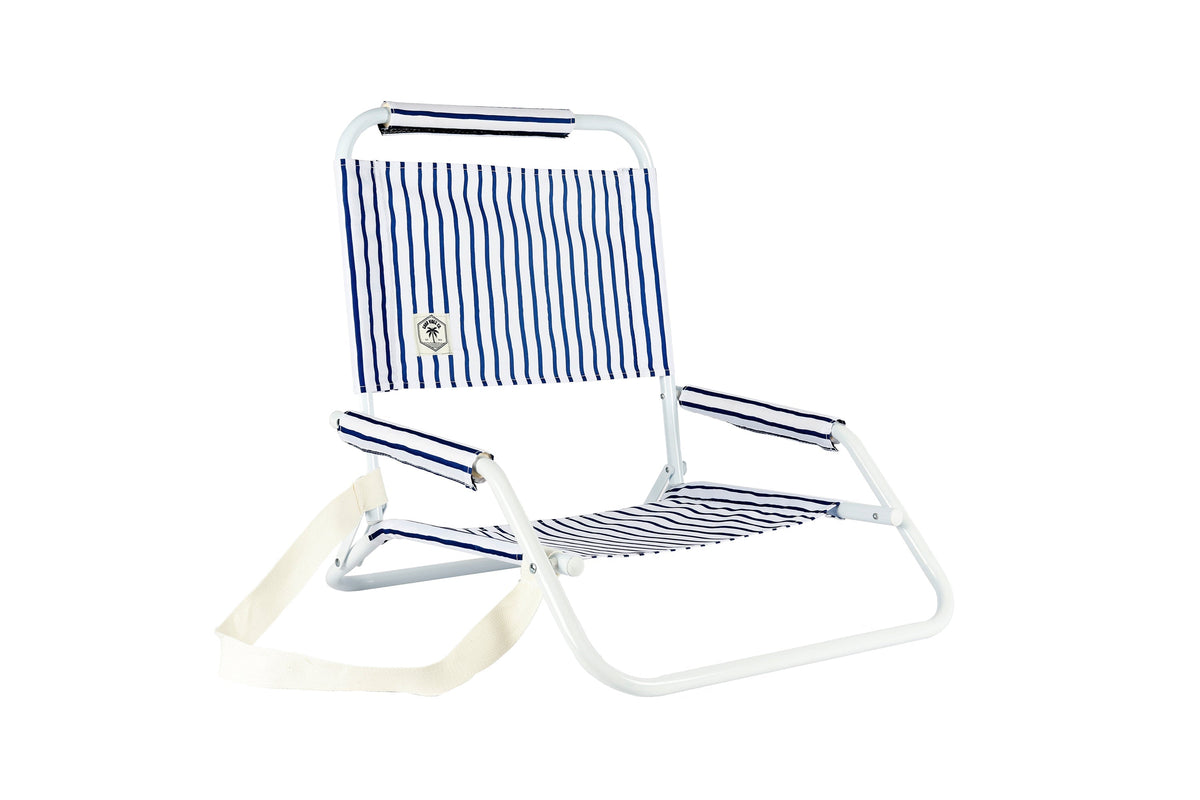 Good Vibes™ Foldable Beach Chair with Carry Strap, Lightweight & Portable, High Back, Powder Coated Frame - Mediterranean