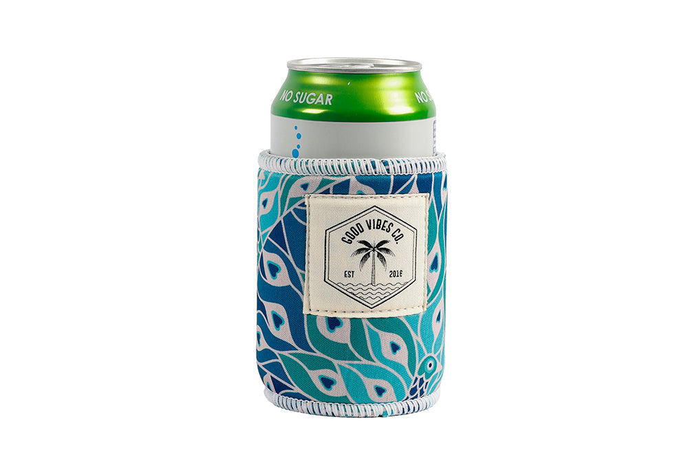 Good Vibes™ Regular Neoprene Can & Stubby Holder - Peacock Paradise