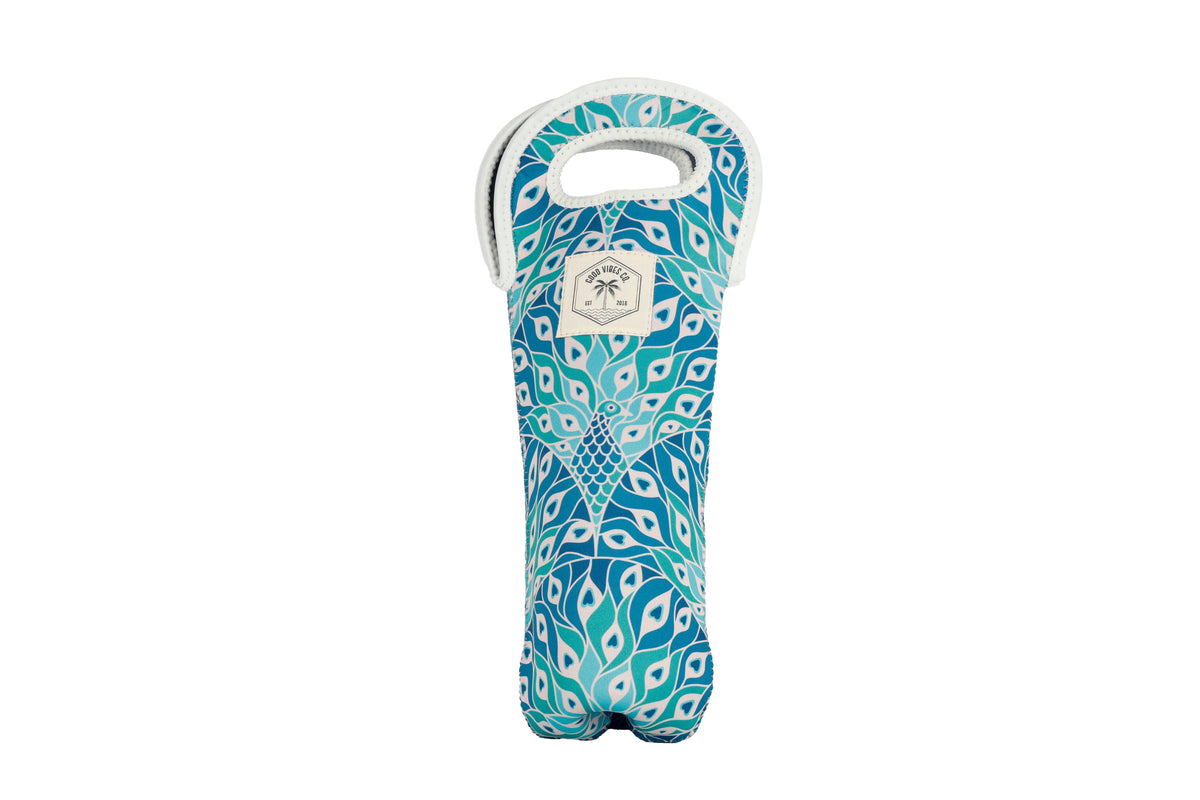 Peacock Paradise Neoprene Single Bottle Holder Bag