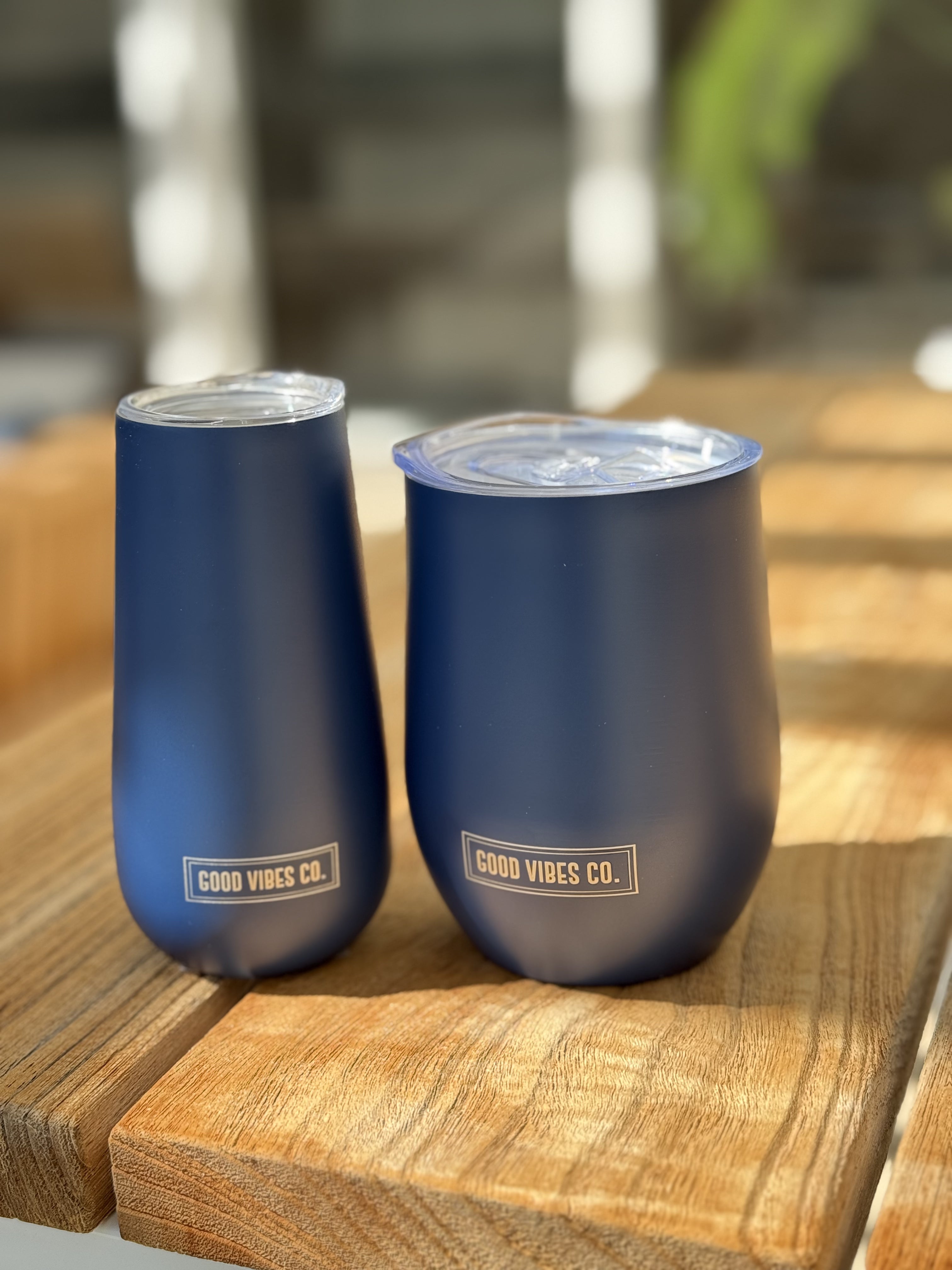 Good Vibes™ 295ml Insulated Double Wall Stainless Steel Travel Cup with Lid, Durable Matt Finish - Indigo