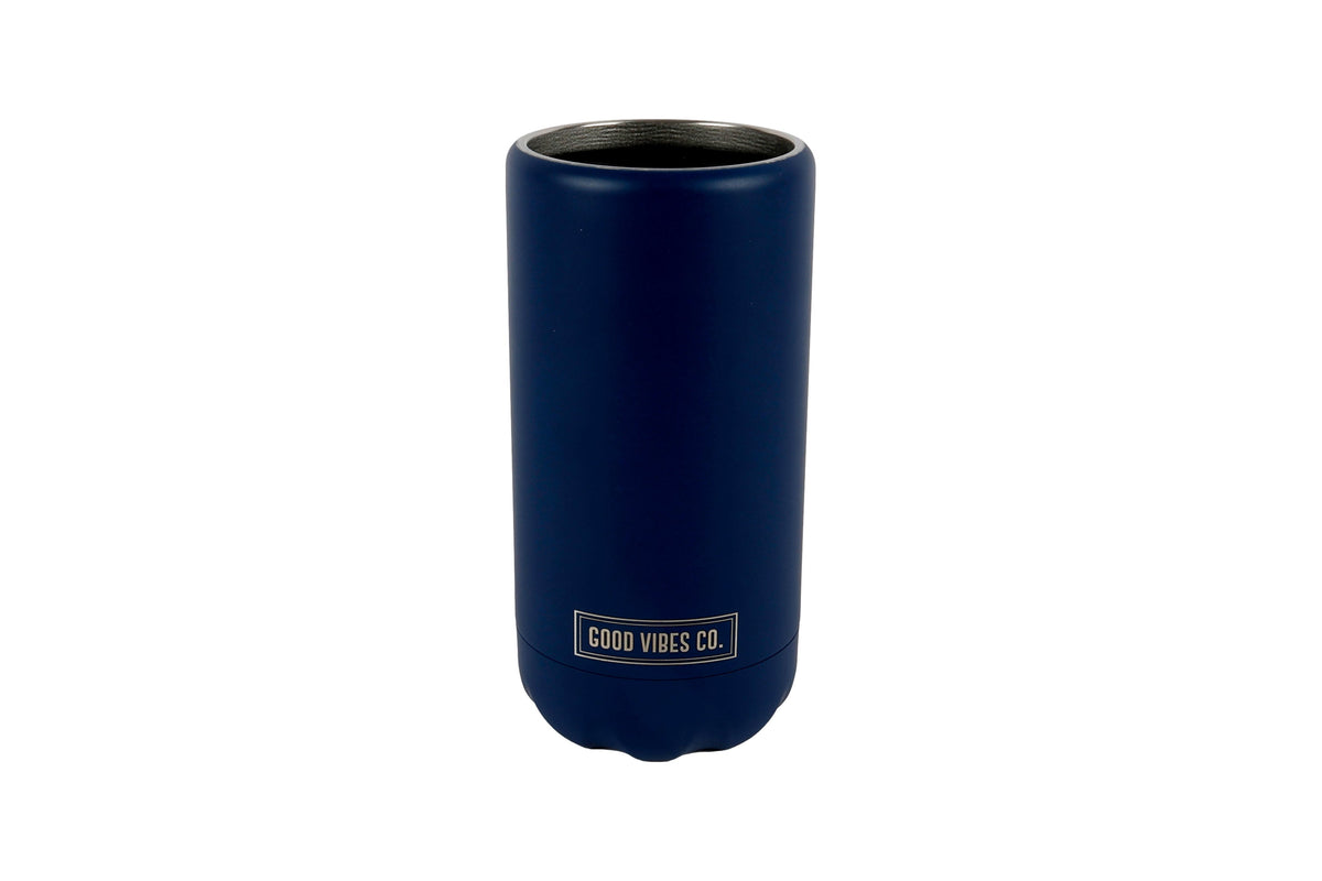 Indigo Insulated Double Wall Stainless Steel Skinny Bottle Can Cooler - Suits Slim Bottles and Selzter Style Cans