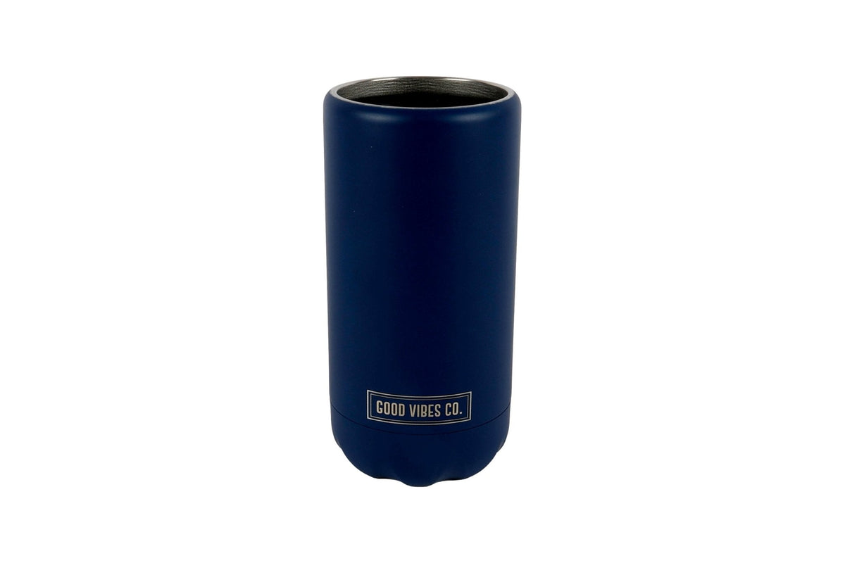 Indigo Insulated Double Wall Stainless Steel Skinny Bottle Can Cooler - Suits Slim Bottles and Selzter Style Cans