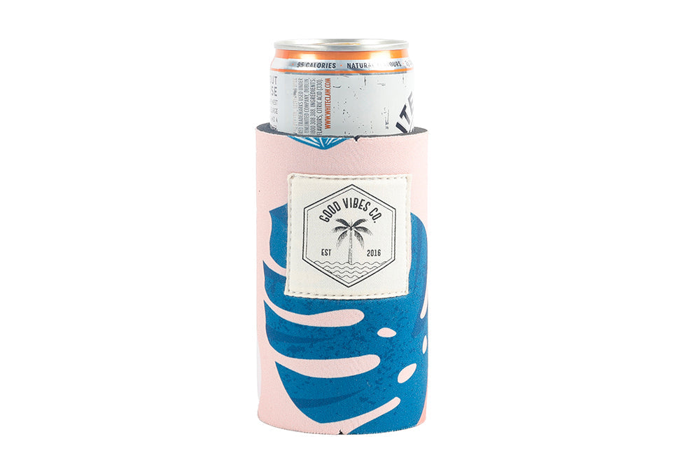 Good Vibes™ Skinny Neoprene Can & Stubby Holder - Blush Palm