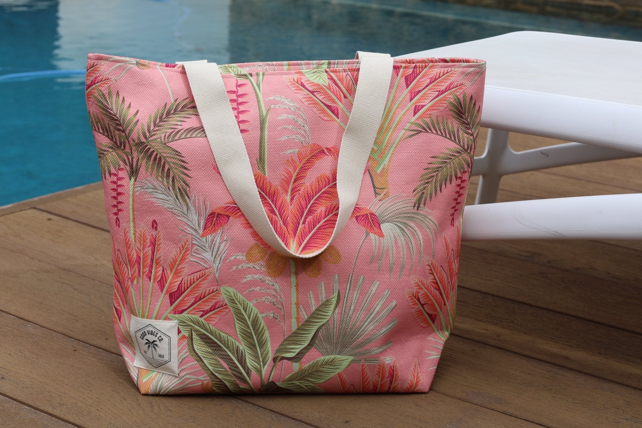Tropicana Canvas Beach Bag, Inner Pocket, Carry Handles