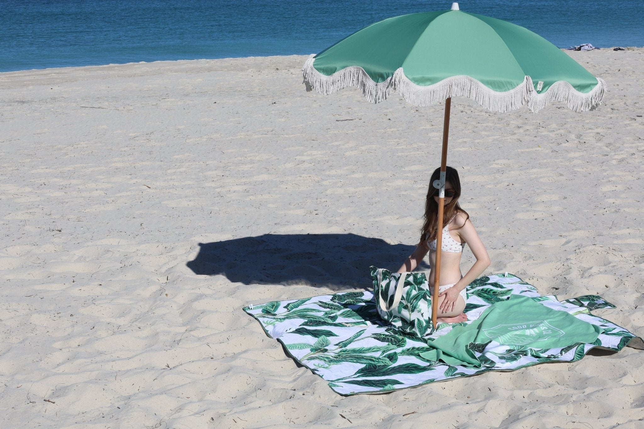 Botanical Canvas Beach Bag, Inner Pocket, Carry Handles