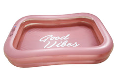 Inflatable Family Swimming Pool Extra Large Twin Tube Heavy Duty PVC Pink 262x175x50cm